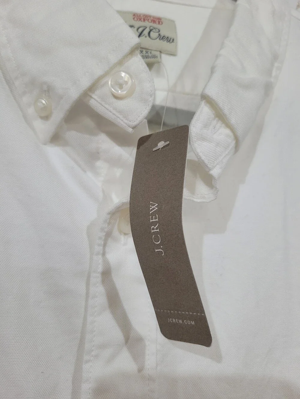J. Crew Men's All Cotton White L/S Button-Down Slim Fit Shirt XXL 2XL NWT H4747